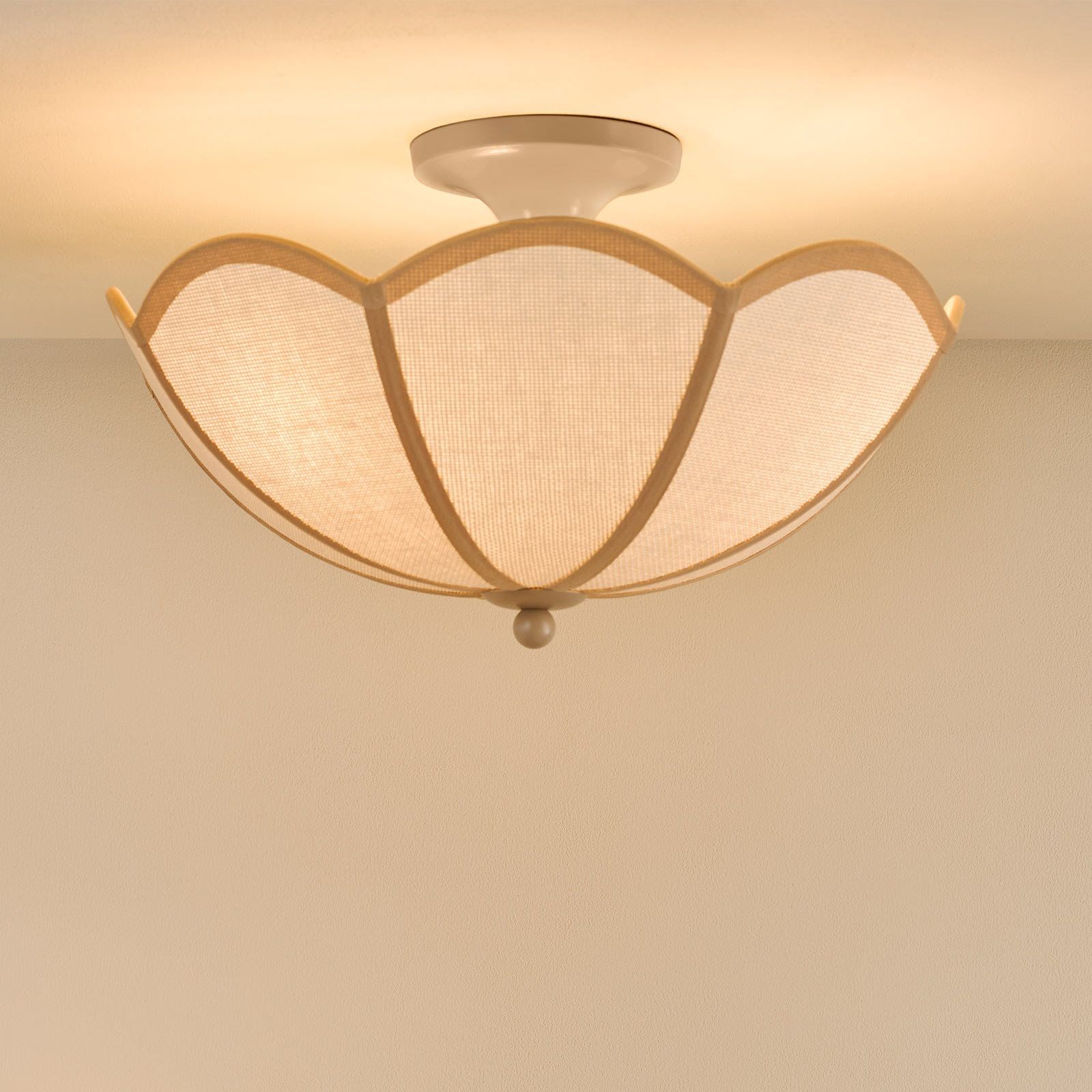 Giuliana 3 Light Semi-Flush- Rattan and Satin Taupe