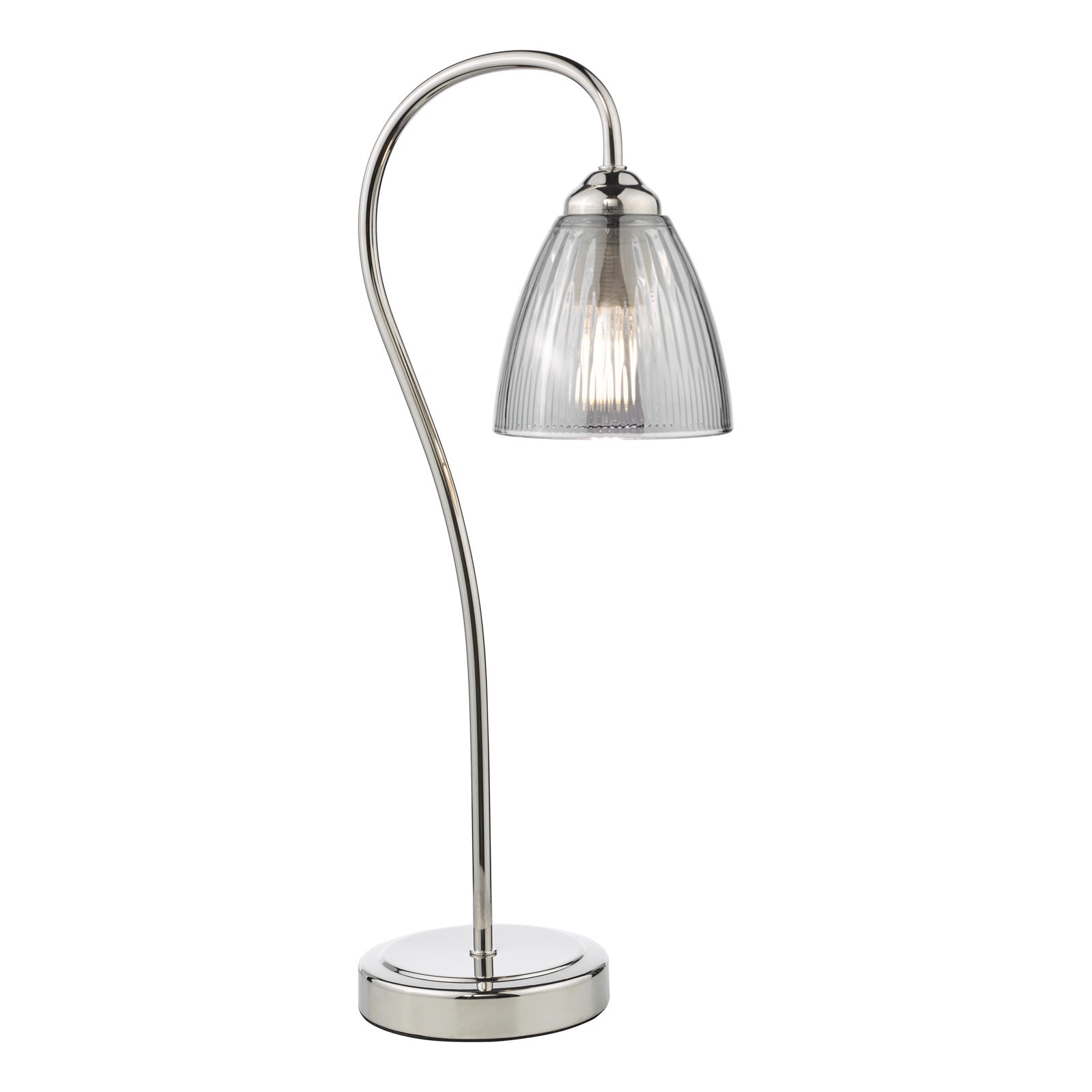 Glynis Table Lamp Antique Bronze/Polished Nickel & Ribbed Glass E14