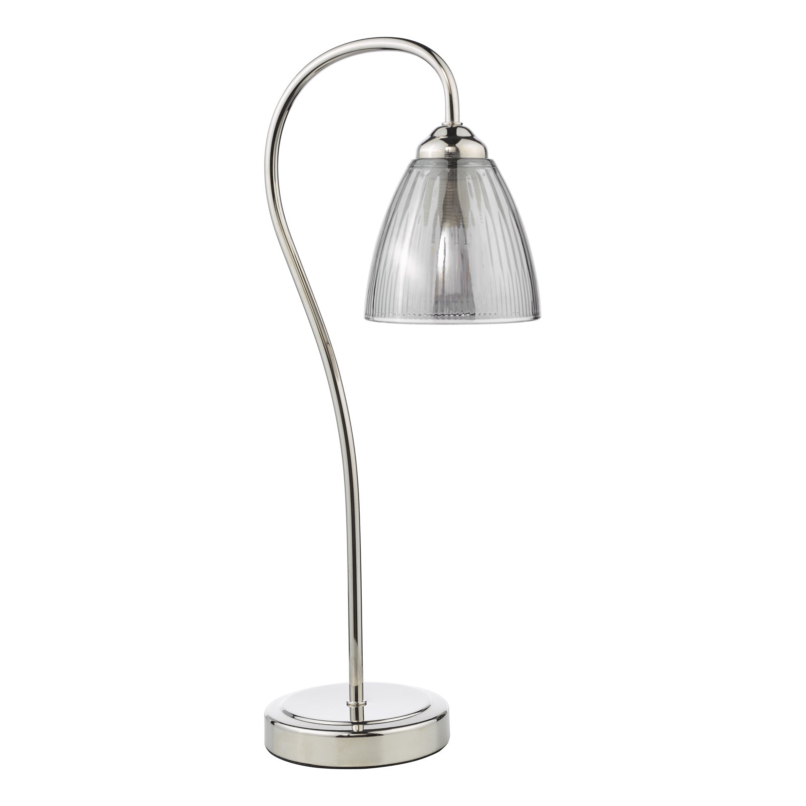 Glynis Table Lamp Antique Bronze/Polished Nickel & Ribbed Glass E14