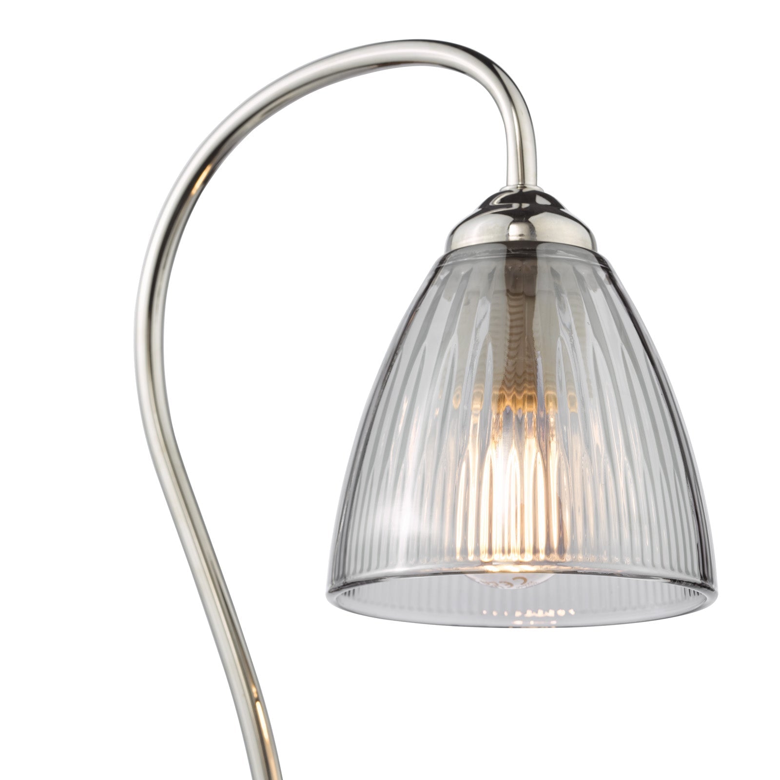 Glynis Table Lamp Antique Bronze/Polished Nickel & Ribbed Glass E14