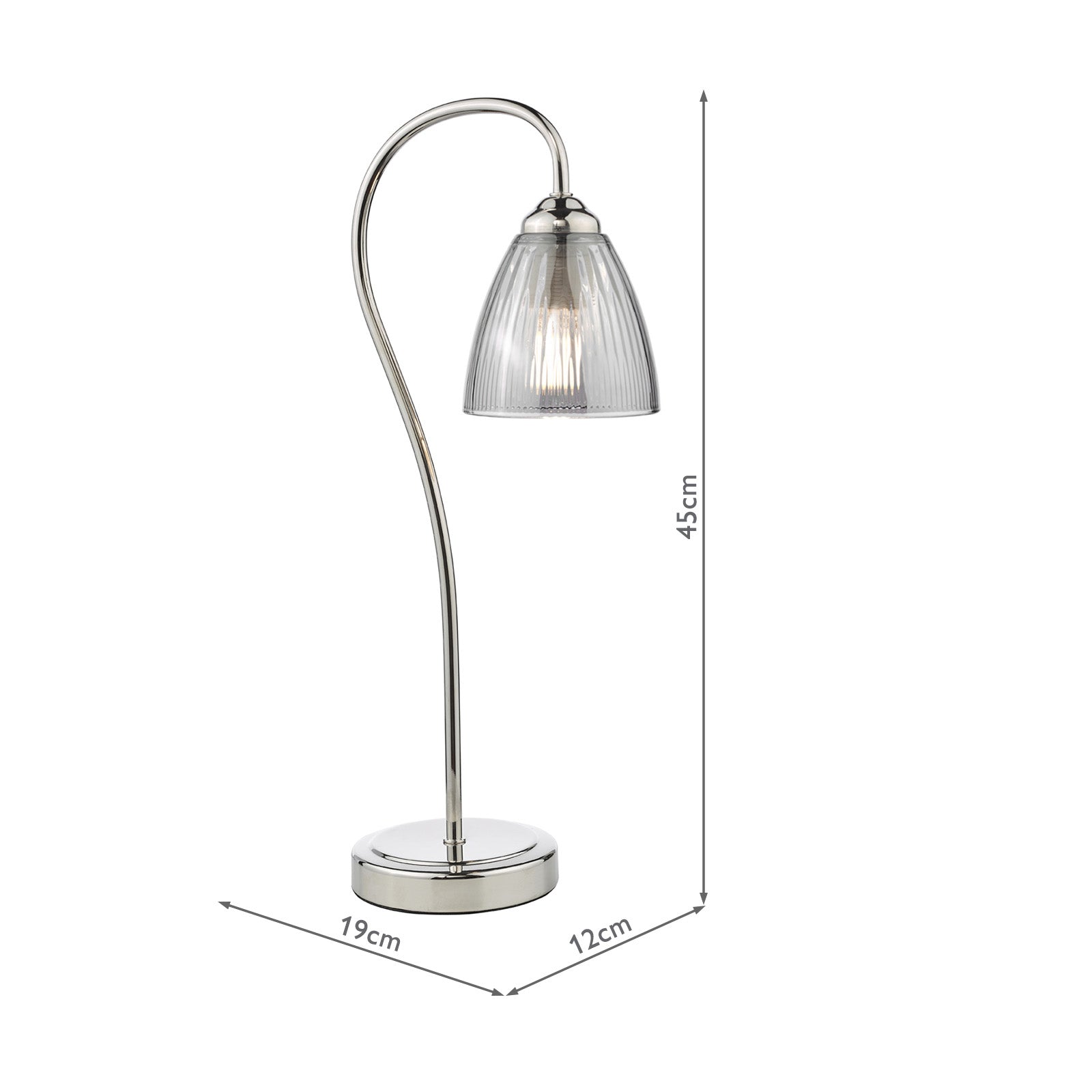 Glynis Table Lamp Antique Bronze/Polished Nickel & Ribbed Glass E14