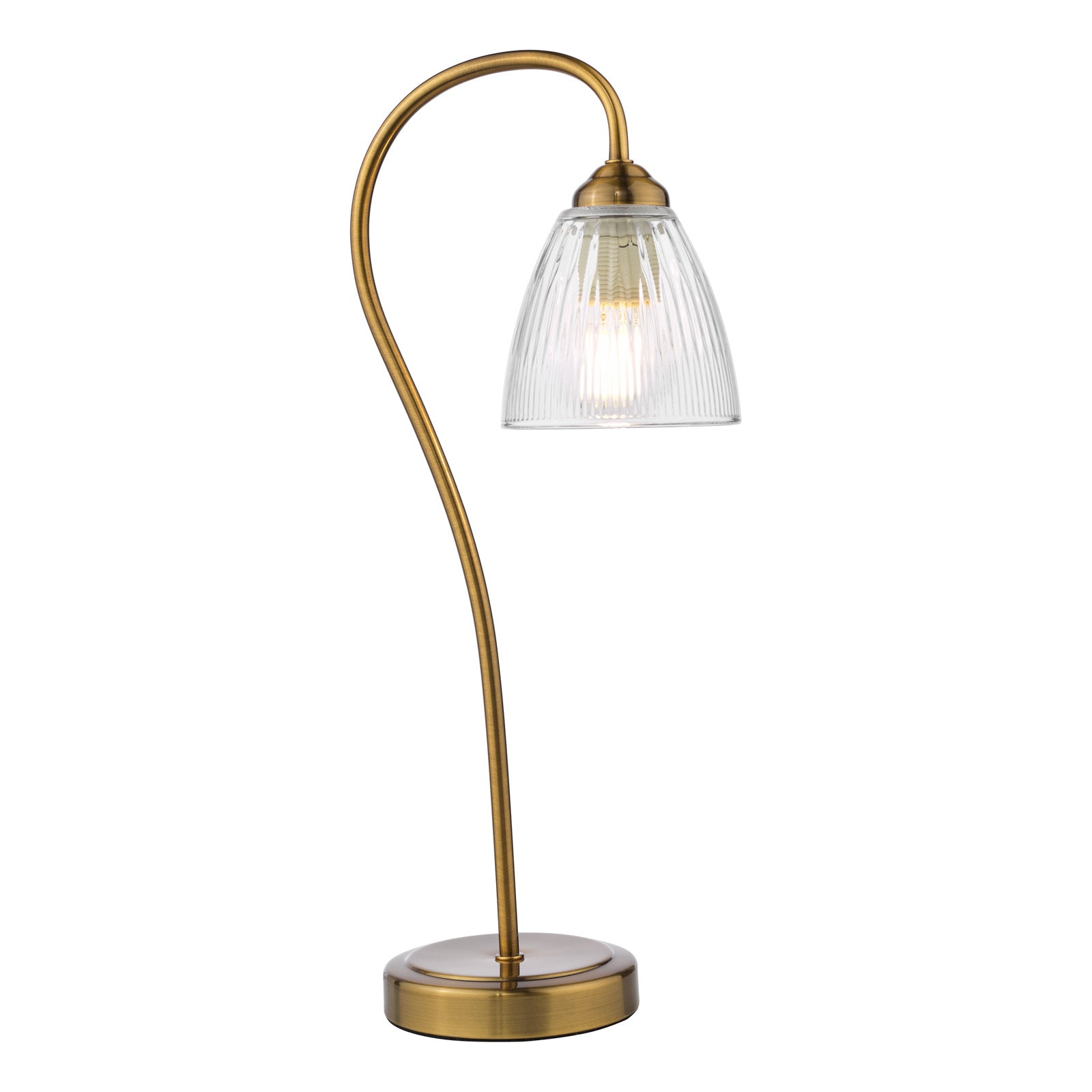 Glynis Table Lamp Antique Bronze/Polished Nickel & Ribbed Glass E14