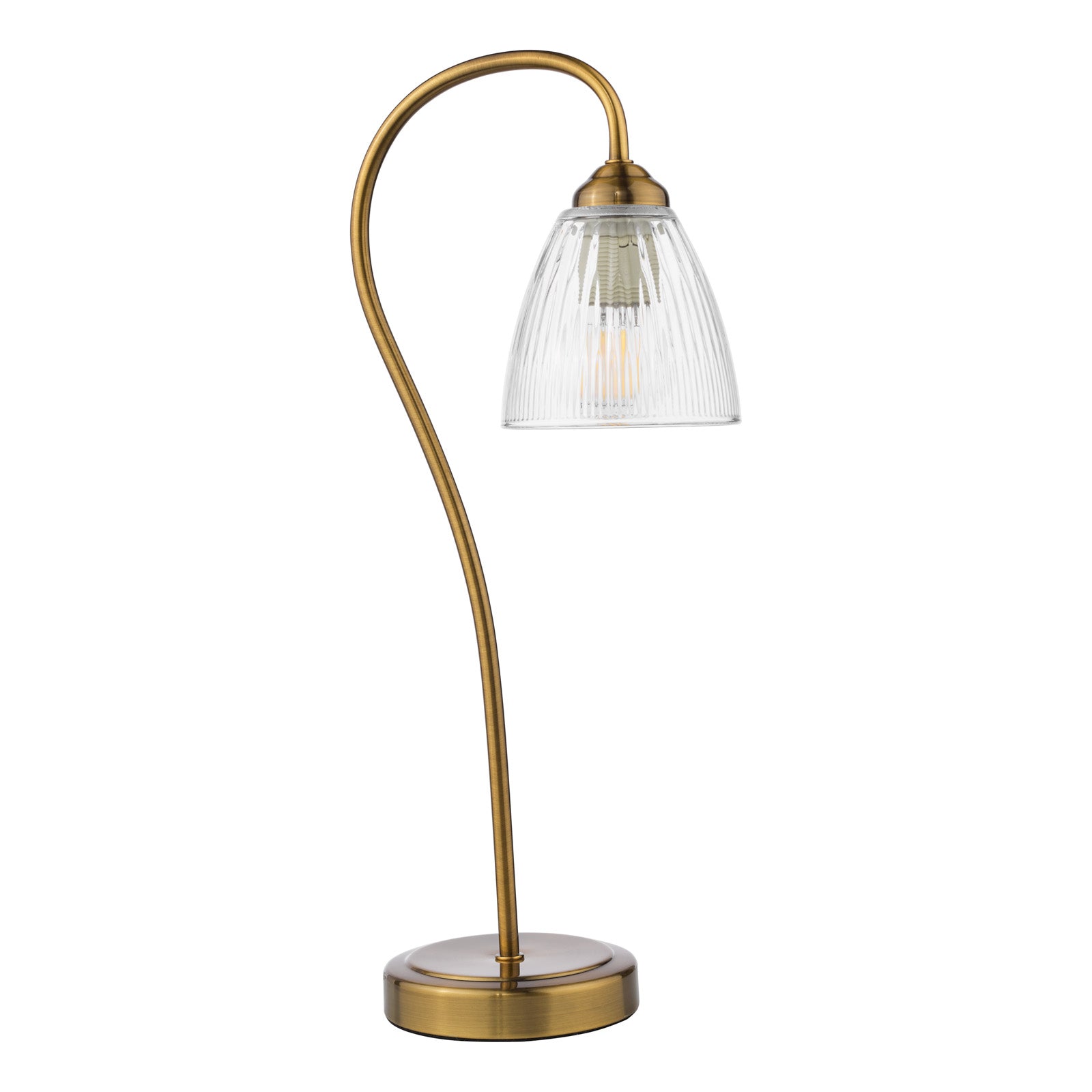 Glynis Table Lamp Antique Bronze/Polished Nickel & Ribbed Glass E14
