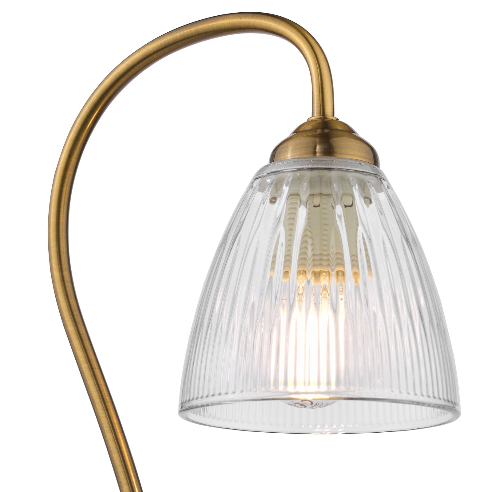 Glynis Table Lamp Antique Bronze/Polished Nickel & Ribbed Glass E14