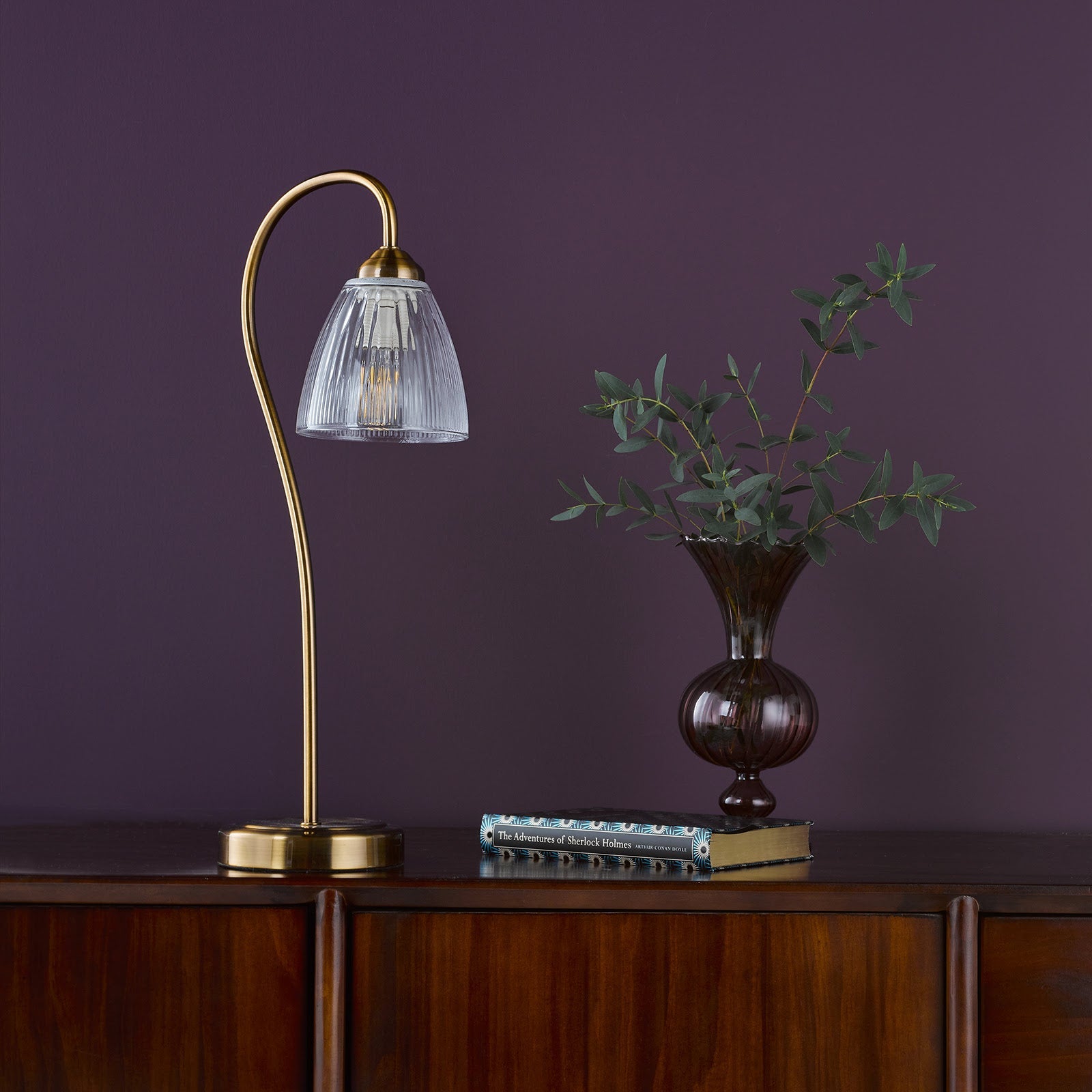 Glynis Table Lamp Antique Bronze/Polished Nickel & Ribbed Glass E14
