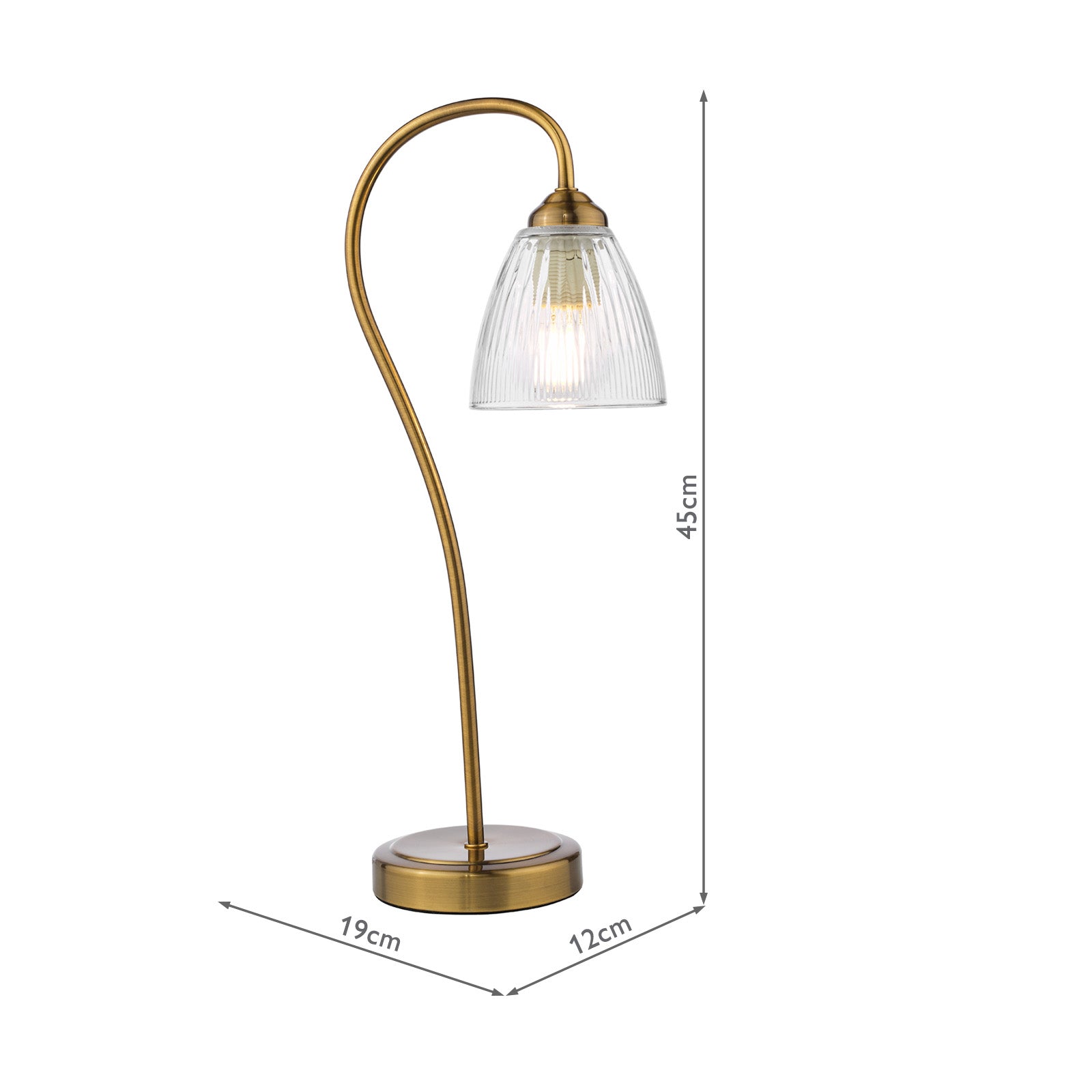 Glynis Table Lamp Antique Bronze/Polished Nickel & Ribbed Glass E14