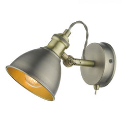 Governor Single Wall Spotlight - Antique Chrome & Brass BLACK FRIDAY