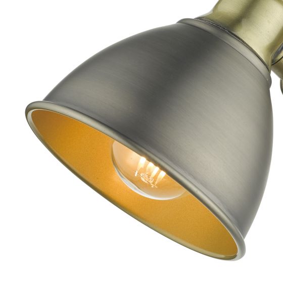 Governor Single Wall Spotlight - Antique Chrome & Brass