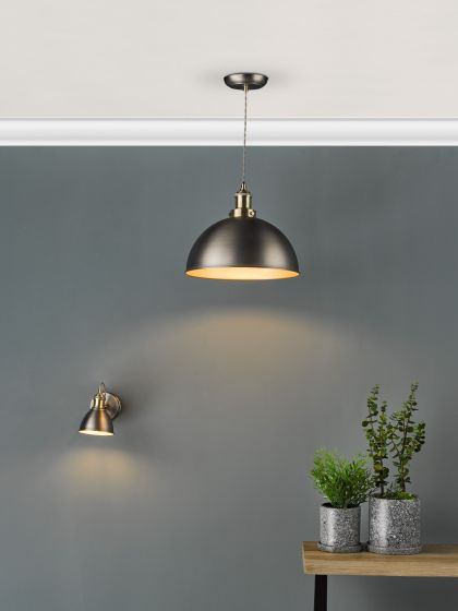 Governor Single Wall Spotlight - Antique Chrome & Brass BLACK FRIDAY