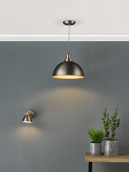 Governor Single Wall Spotlight - Antique Chrome & Brass