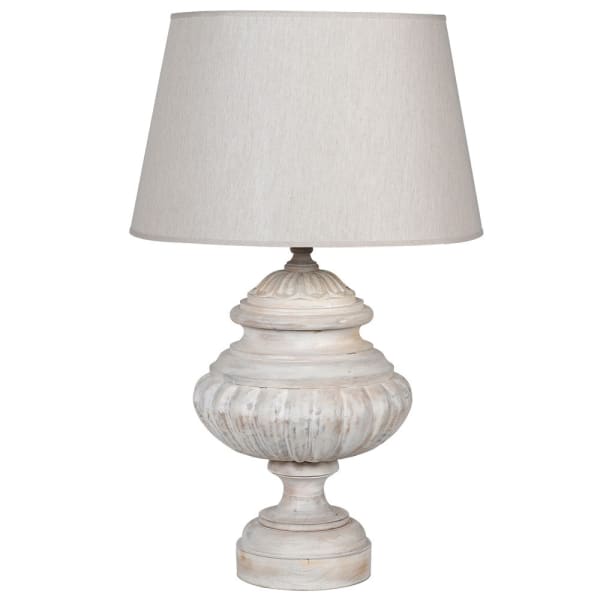 Aurelius White Wash Table Lamp with Linen Shade