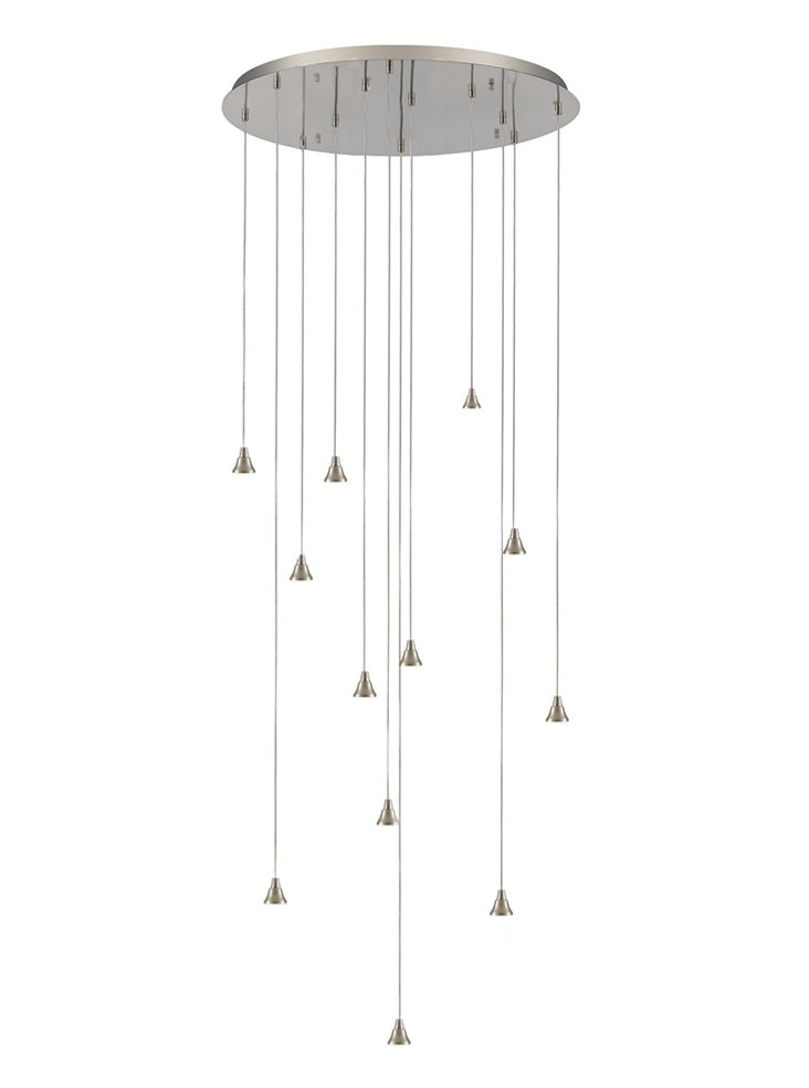 Perry / Galaxy 12Lt Cluster Light-  Aged Brass/ Satin Nickel