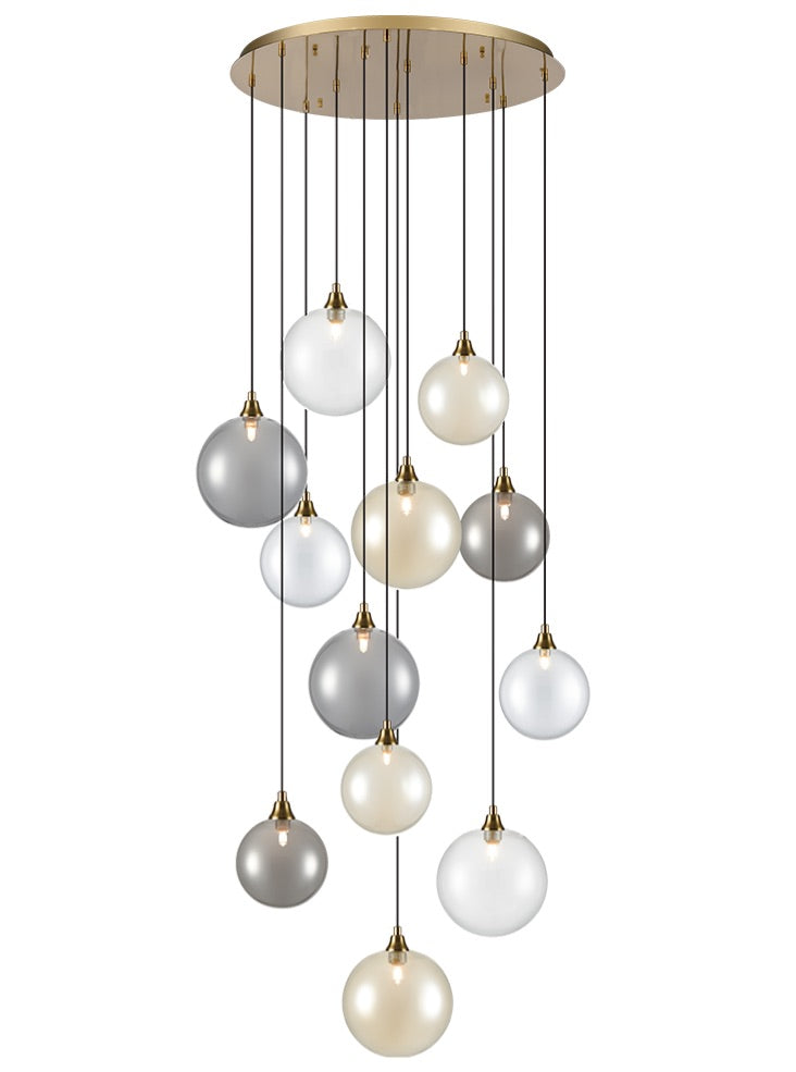 Perry / Galaxy 12Lt Cluster Light-  Aged Brass/ Satin Nickel