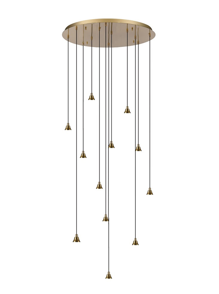 Perry / Galaxy 12Lt Cluster Light-  Aged Brass/ Satin Nickel