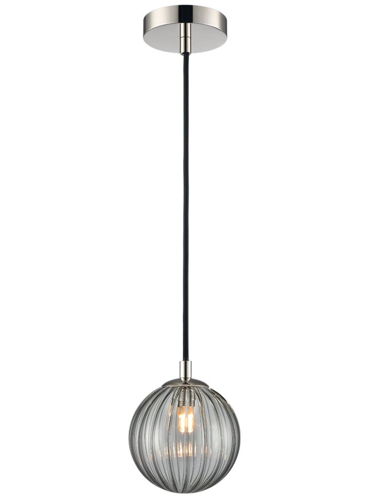 Brady Pendant IP44 - Aged Brass/Polished Nickel With Ribbed Glass