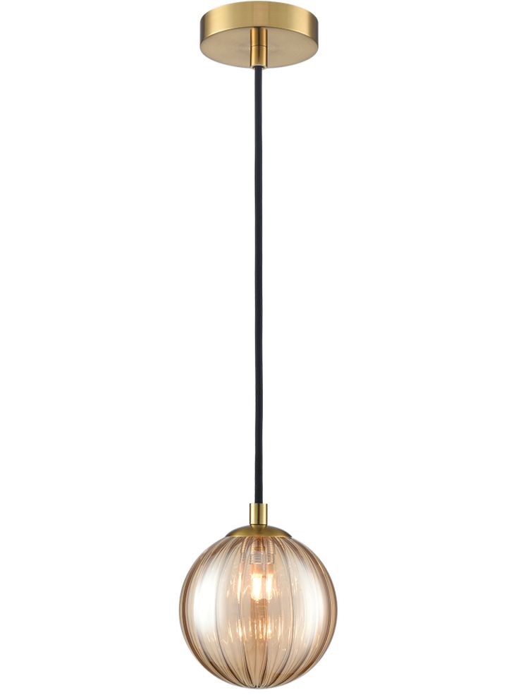 Brady Pendant IP44 - Aged Brass/Polished Nickel With Ribbed Glass