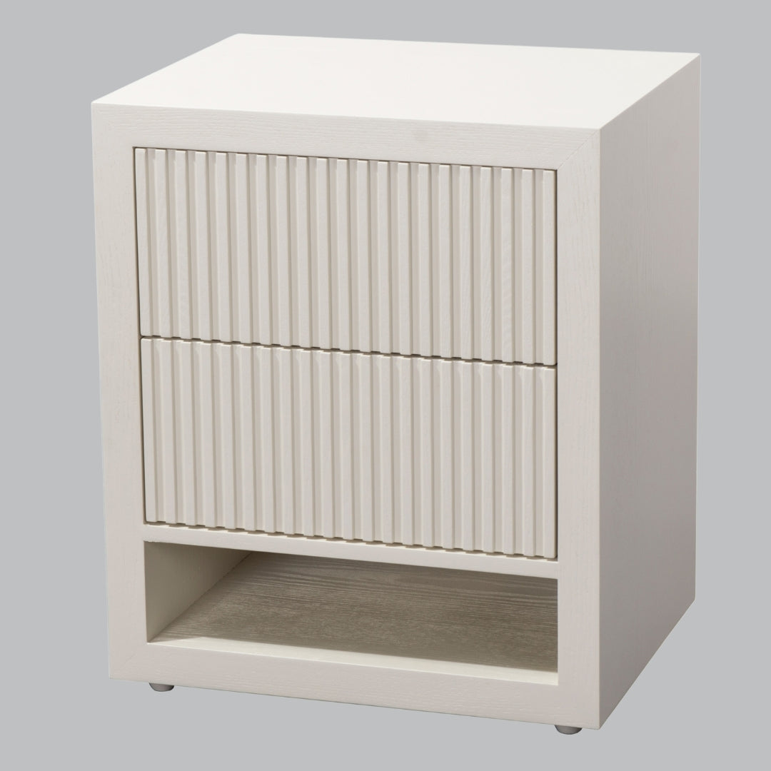 Grove 2 Drawer Side Table - White/Chocolate