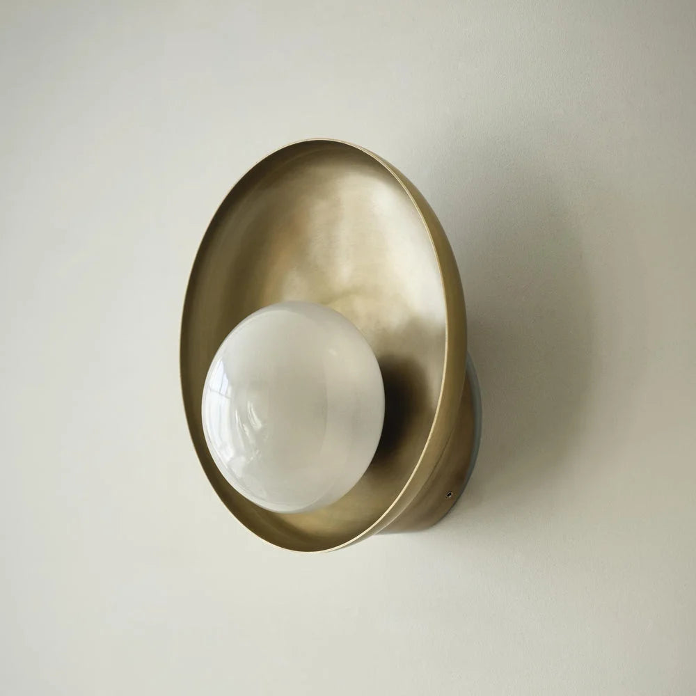 Hayle Outdoor & Bathroom Round Diffuser Wall Light - Brass