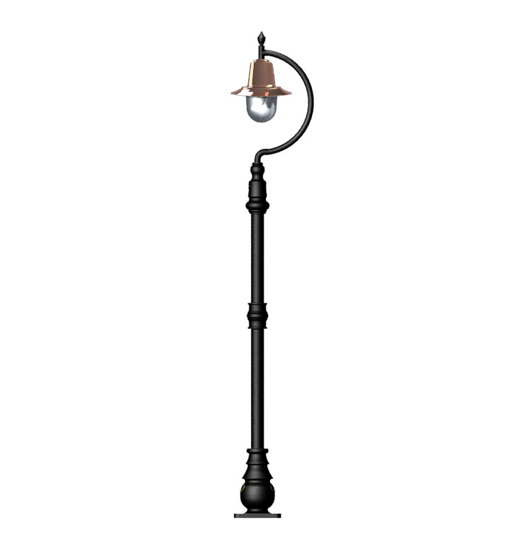 Rowsley 1Lt Teardrop Lamp Post - Cast Iron/Copper