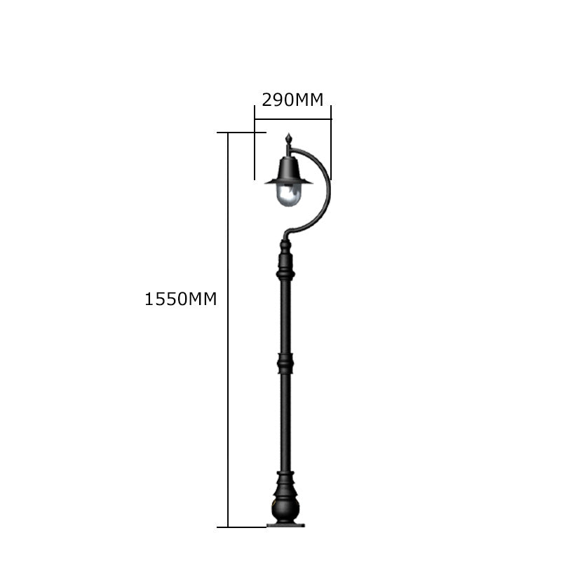 Rowsley 1Lt Teardrop Lamp Post - Cast Iron/Copper