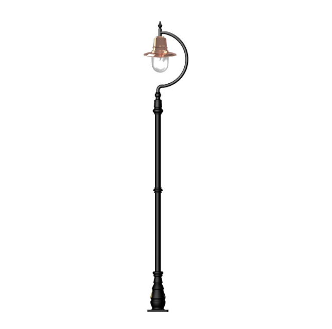 Rowsley 1Lt Teardrop Lamp Post - Cast Iron/Copper