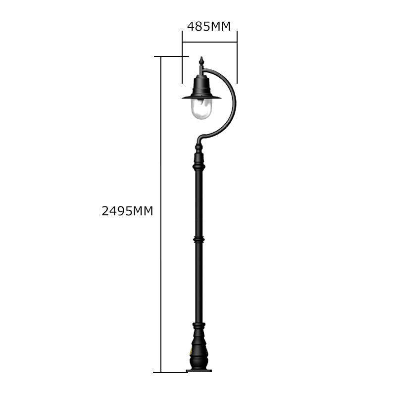 Rowsley 1Lt Teardrop Lamp Post - Cast Iron/Copper