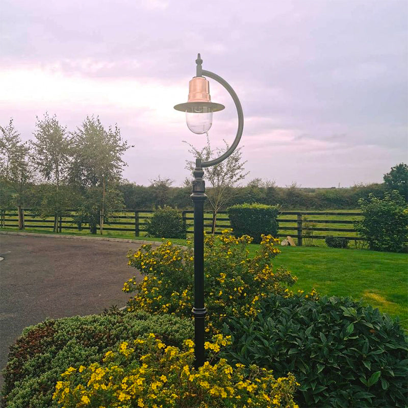 Rowsley 1Lt Teardrop Lamp Post - Cast Iron/Copper