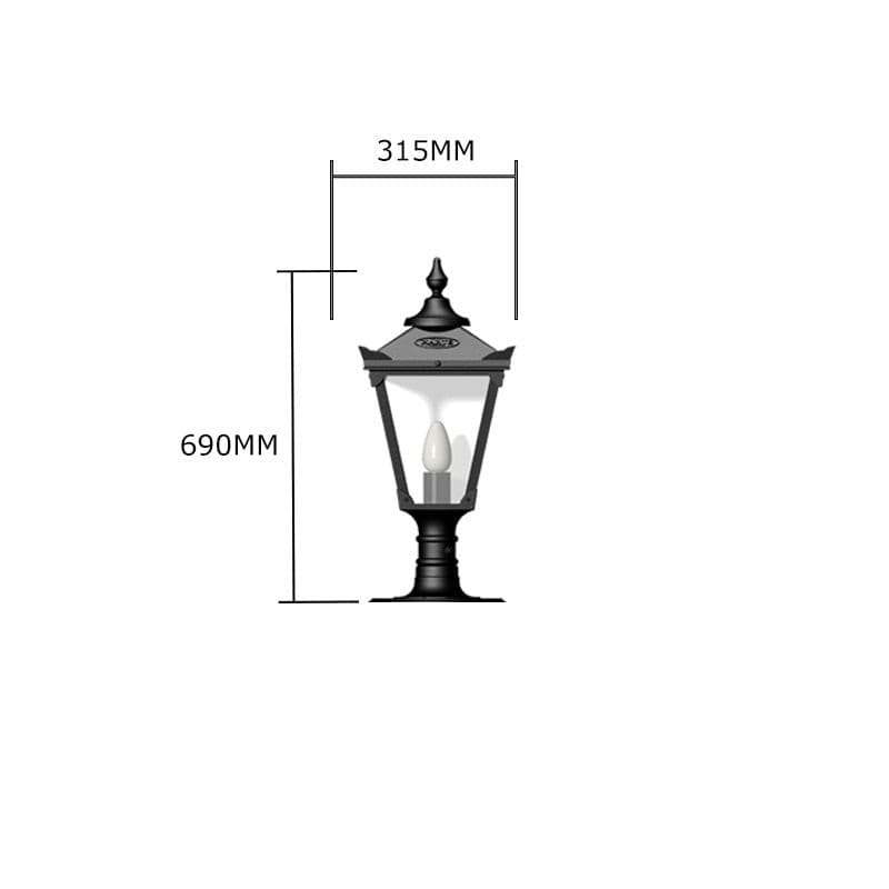 Cardross 1Lt Flat Pier Lamp - Cast Iron