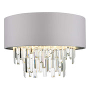 Dar Halle 4Lt Flush Ceiling Light - Grey & Crystal Finish, IP20