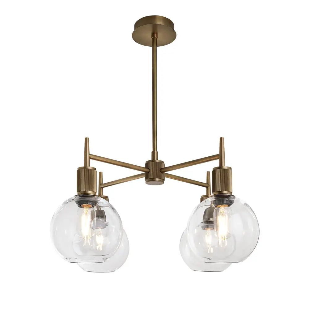 Henley 4 Arm Pendant Light - Glass Globe 7 Inch Shade