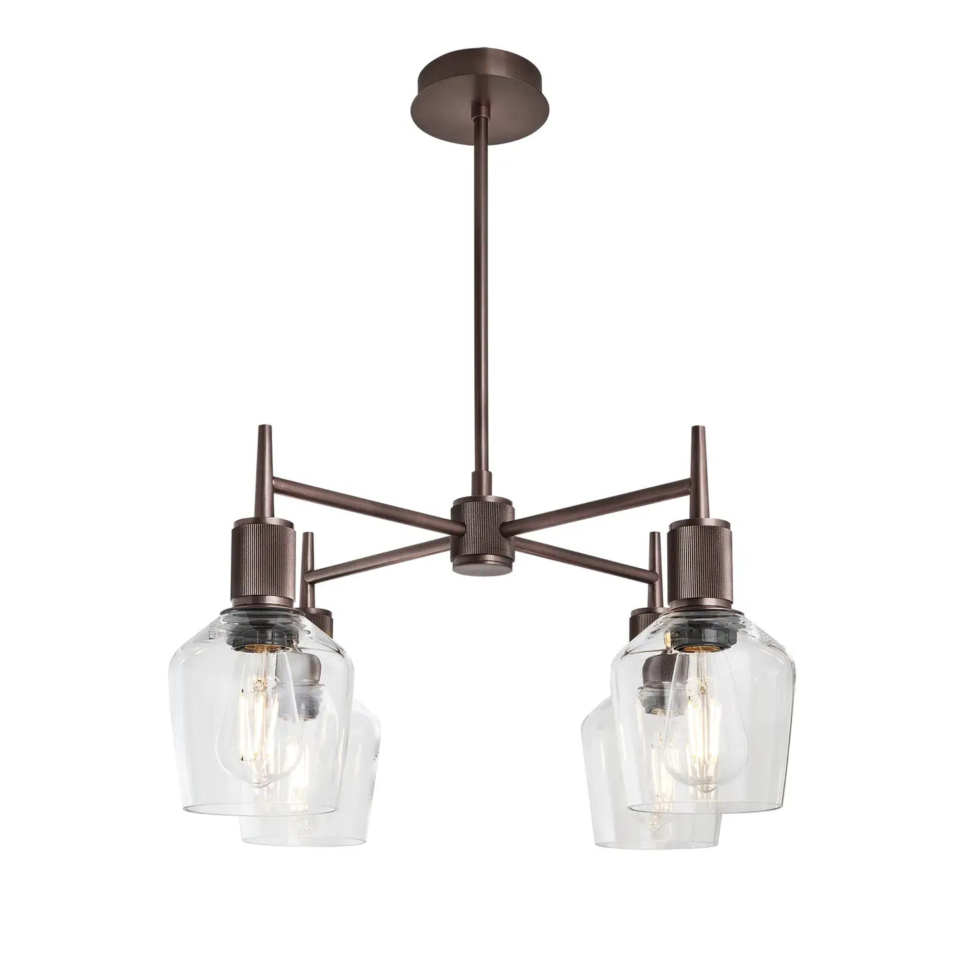 Henley 4 Arm Pendant Light - Glass Schoolhouse Shade