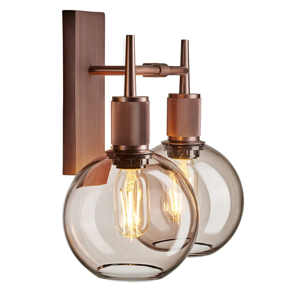 Henley Mocha Glass Double Wall Light -Various Finishes