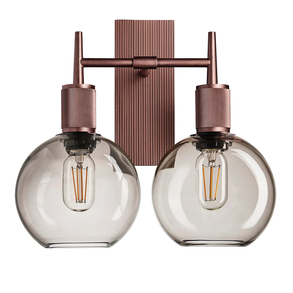 Henley Mocha Glass Double Wall Light -Various Finishes
