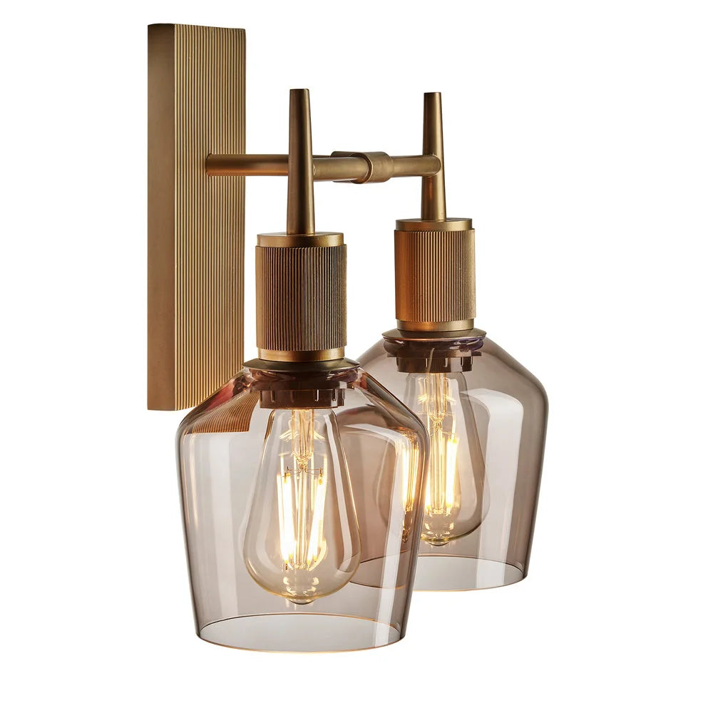 Henley Mocha Glass Double Wall Light -Various Finishes