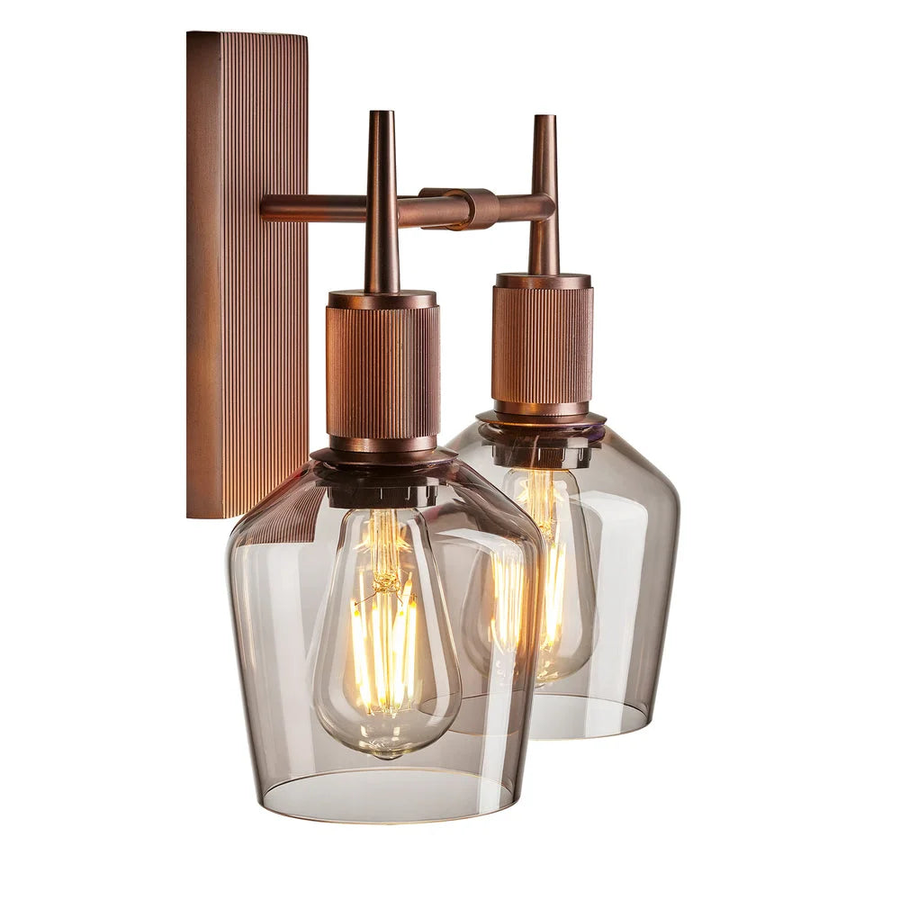 Henley Mocha Glass Double Wall Light -Various Finishes