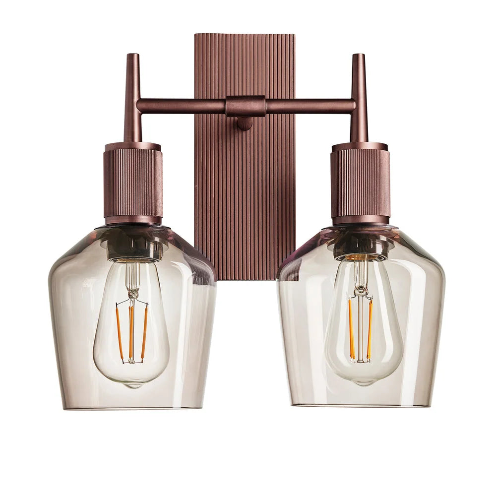Henley Mocha Glass Double Wall Light -Various Finishes