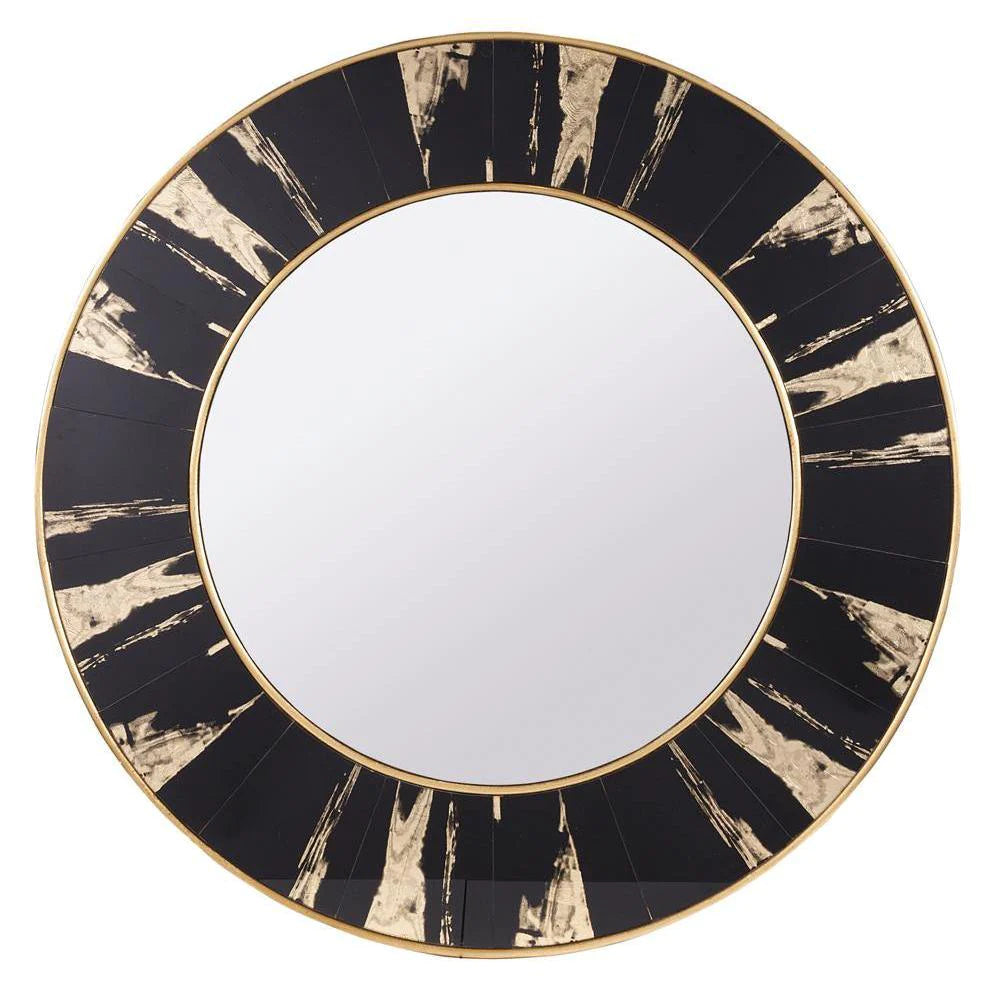 Vesna Round Mirror - Black & Gold Finish