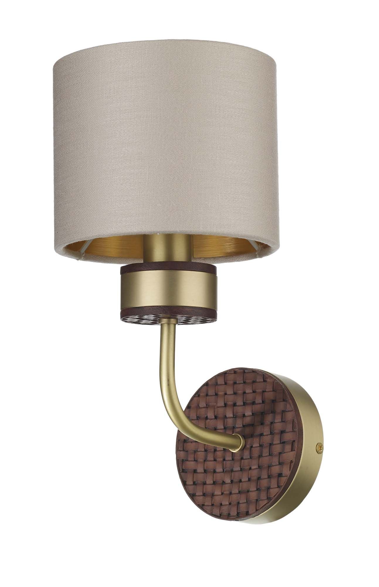 Hunter Single/Double Wall Light in Butter Brass with Leather Effect