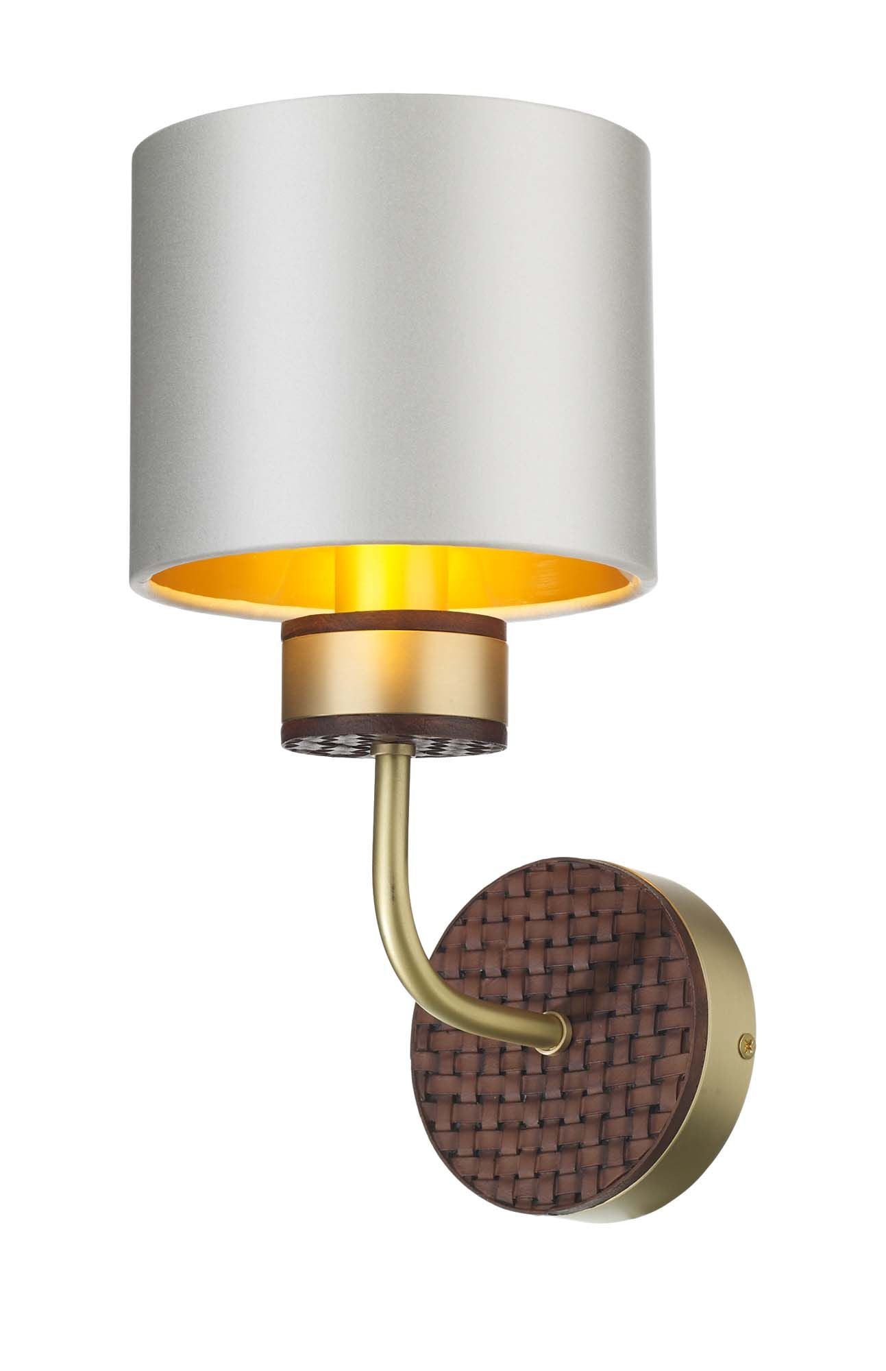 Hunter Single/Double Wall Light in Butter Brass with Leather Effect