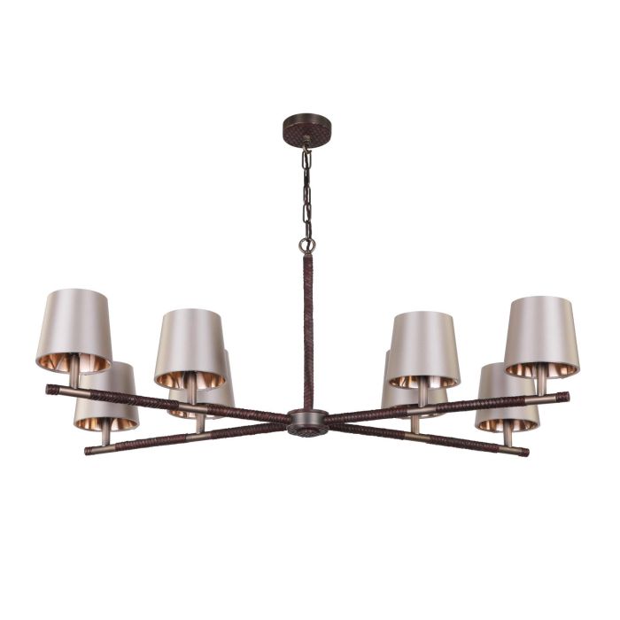 Hunter 8 Light Chandelier- Butter Brass With Bespoke Shade