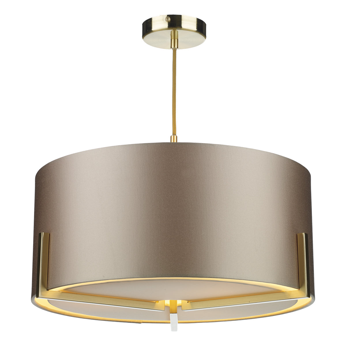 Huxley 3 Light Pendant Satin Gold/Satin Chrome With Bespoke Shade E27