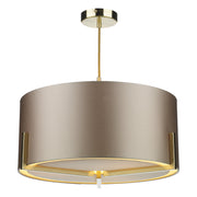 Huxley 3 Light Pendant Satin Gold/Satin Chrome With Bespoke Shade E27