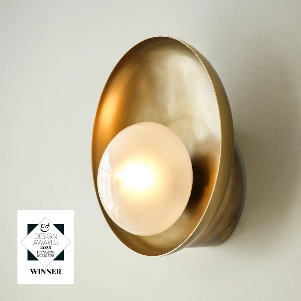 Hayle Outdoor & Bathroom Round Diffuser Wall Light - Brass