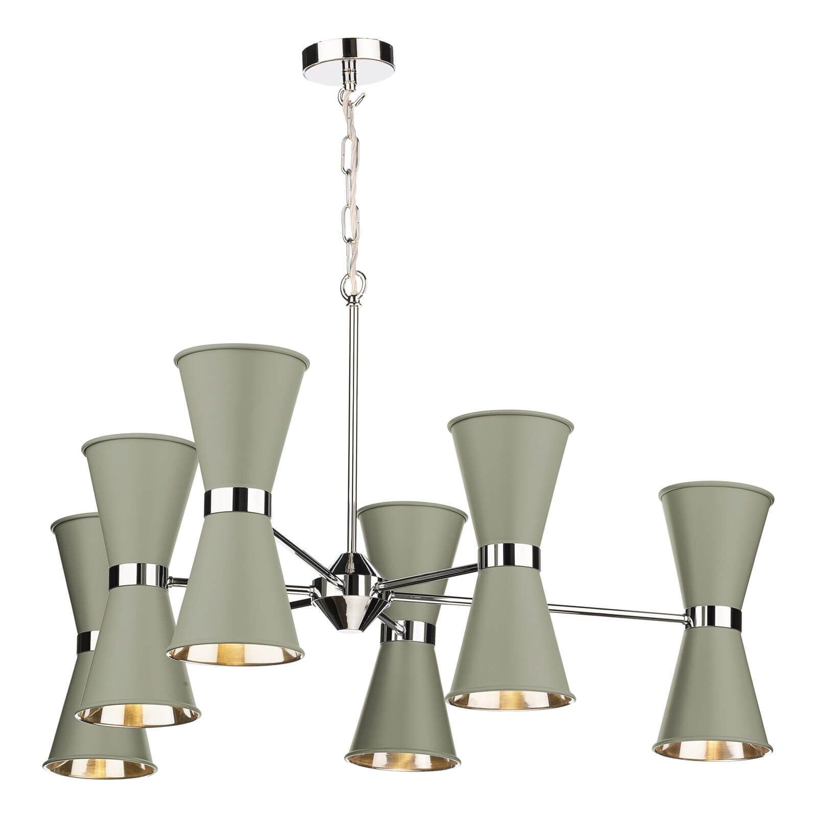 David Hunt Hyde 6/12Lt T Multi-Arm Pendant Complete with Bespoke Metal Shade