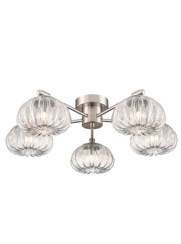 Harvest 3/5Lt Flush Ceiling Light- Aged Brass/ Satin Nickel Finishes