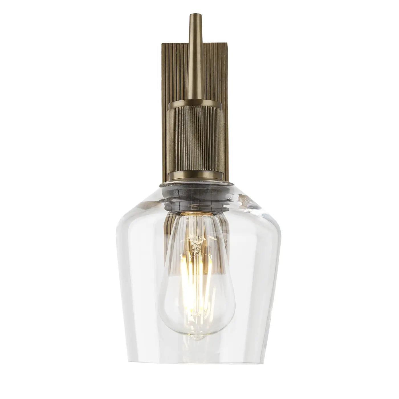 Henley Glass Schoolhouse Wall Light - Clear/ Mocha Glass