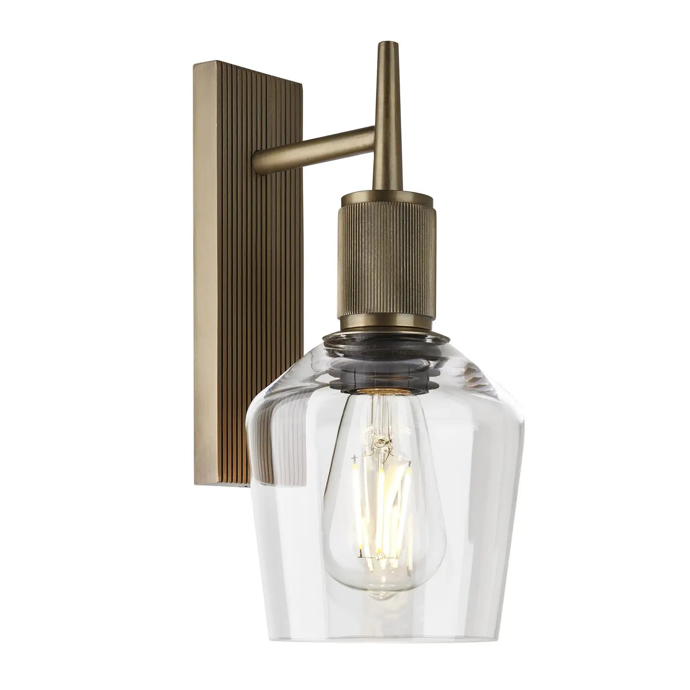 Henley Glass Schoolhouse Wall Light - Clear/ Mocha Glass