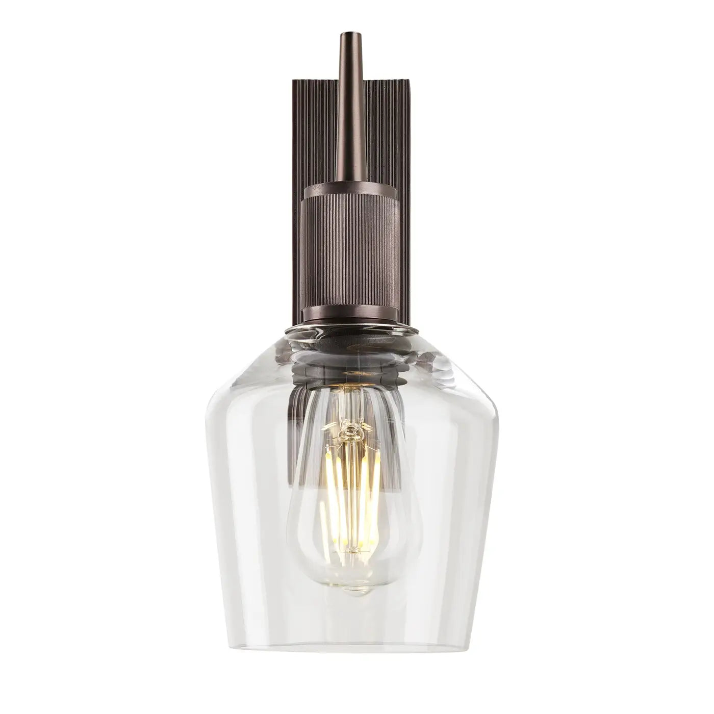 Henley Glass Schoolhouse Wall Light - Clear/ Mocha Glass