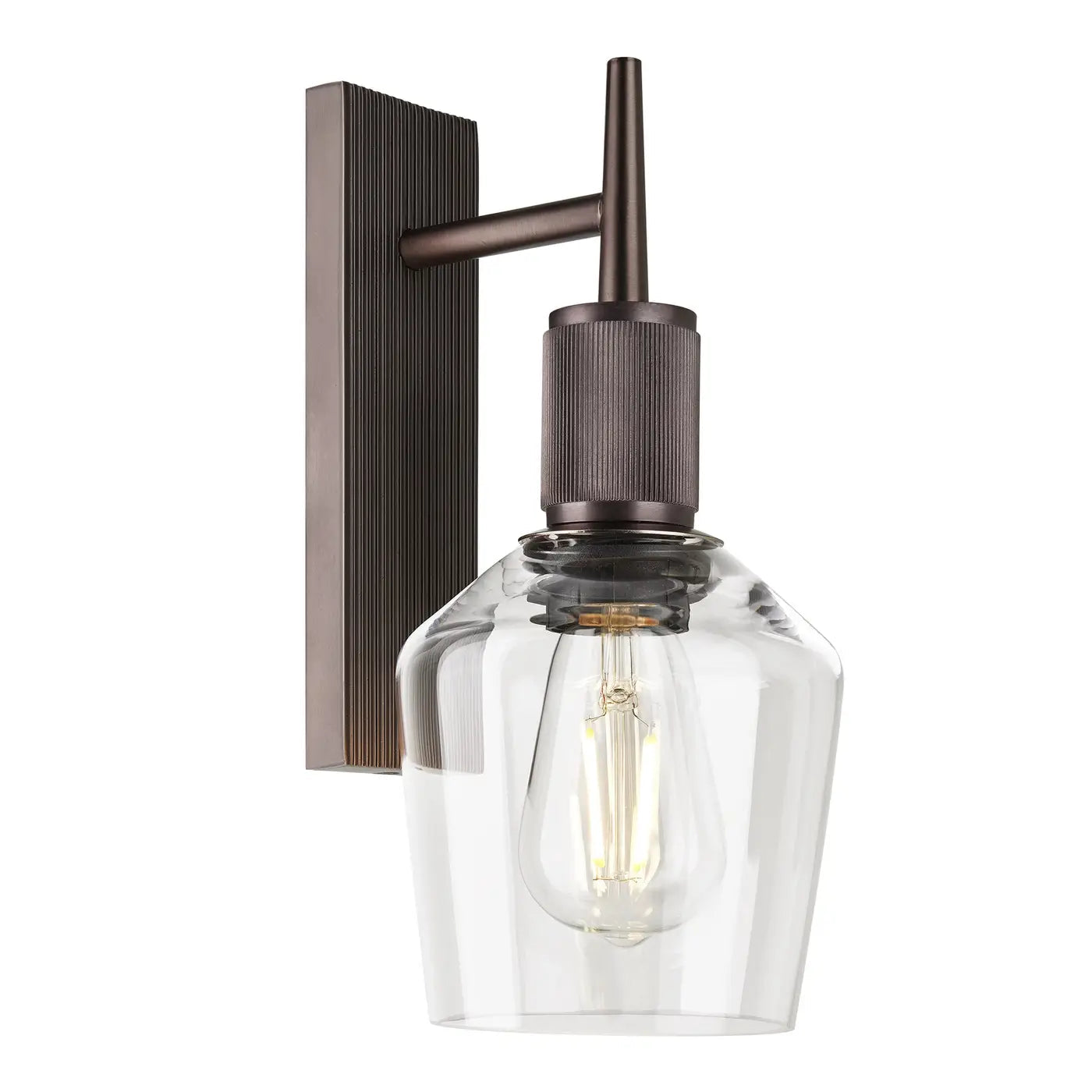 Henley Glass Schoolhouse Wall Light - Clear/ Mocha Glass