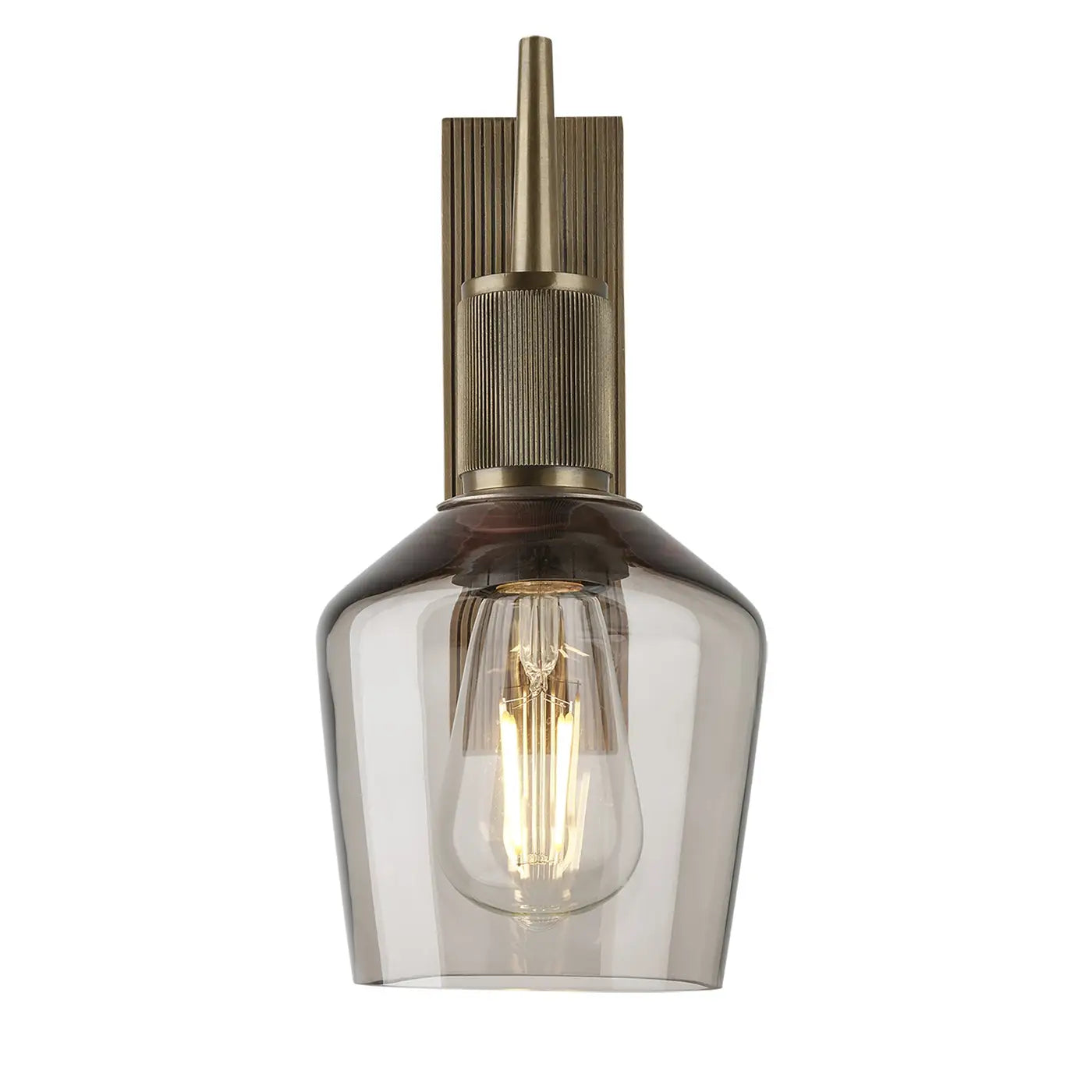 Henley Glass Schoolhouse Wall Light - Clear/ Mocha Glass